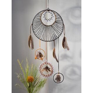 Metalen dromenvanger ring bedekt 22cm Wit