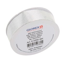 glitterlint 25mm 5m zilverkleur
