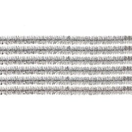 Pijpenrager chenille, zilver 50cm, 10st