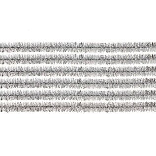 Pijpenrager chenille, zilver 50cm, 10st