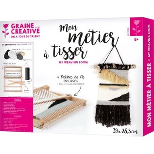 Complete DIY weefset – Weefraam 40 x 31 cm inclusief weefgaren, weefkam, steeklatten en naald