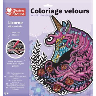 Velours Kleurplaat 30x30 cm - Eenhoorn