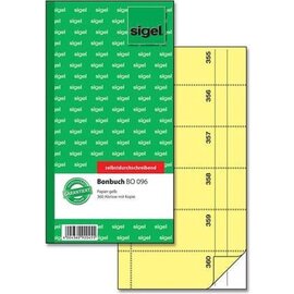 Bonboekje Sigel zelfdoorschrijvend 10,5x20cm 360 nrs geel