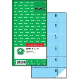 Bonboekje Sigel zelfdoorschrijvend 10,5x20cm 360 nrs blauw