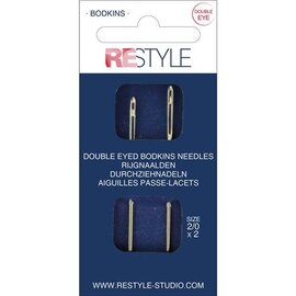 Rijgnaald met dubbele ogen 2/0, 2 stuks