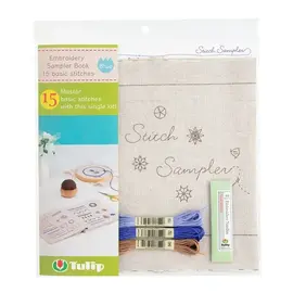 Tulip Sampler borduurboek 15 basissteken blauw