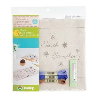 Tulip Sampler borduurboek 15 basissteken blauw