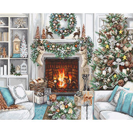 Borduurpakket Christmas Interior - 34 x 42 cm