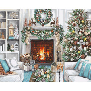 Borduurpakket Christmas Interior - 34 x 42 cm