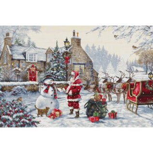 Borduurpakket Santa's Cottage - 48 x 32 cm