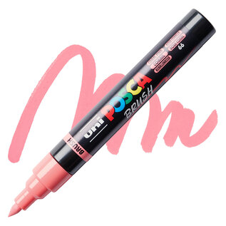 Posca Brush Paint Marker - Coral Pink, Brush Tip, 1.0 - 4.0 mm