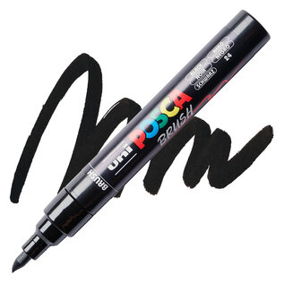 Posca Brush Paint Marker - Black, Brush Tip, 1.0 - 4.0 mm