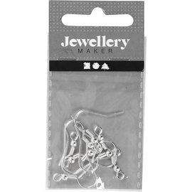 Franse oorbelhaak, 18 mm, 10 stuks, verzilverd