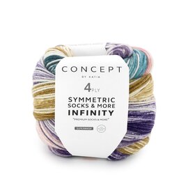 SYMMETRIC SOCKS & MORE - INFINITY 93 Oker-Paars-Kauwgom roze-Water blauw bad 81572 bad 81572