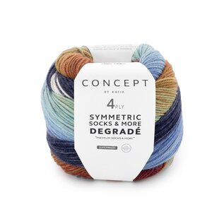 SYMMETRIC SOCKS & MORE - DEGRADÉ 80 - Blauw-Oker-Wijn rood bad 81563