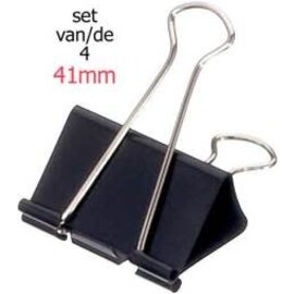 Foldbackclip 41mm, set van 4 stuks (Blister)