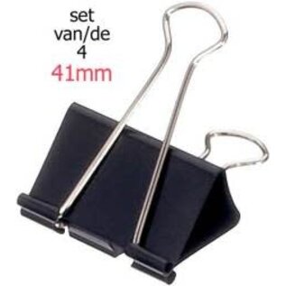 Foldbackclip 41mm, set van 4 stuks (Blister)