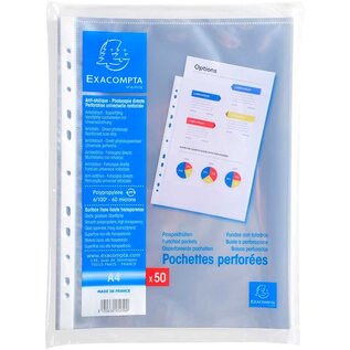 Exacompta: U-mapje A4 in glad Polypropyleen, 60 micron, pak van 40+10 Gratis - Glashelder-