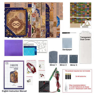 DIY Book Nook Boekensteun Magical Library, Tone-Cheer, 18,2×10,7×28,3cm