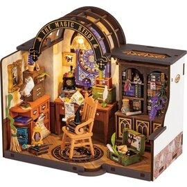 Robotime, DIY Huisje The Magic Study met LED verlichting, , 21x13x19cm