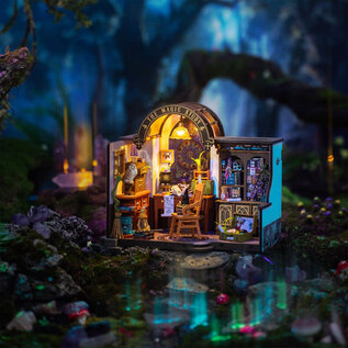 Robotime, DIY Huisje The Magic Study met LED verlichting, , 21x13x19cm