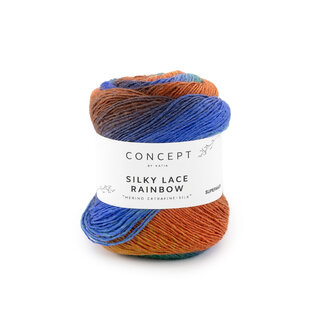 SILKY LACE RAINBOW 300 - Blauw-Roest bruin-Oker bad 82232