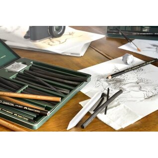 Houtskool Faber-Castell Pitt Monochrome 6-11 mm op blister
