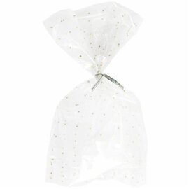 Zakjes met bodem en gouden sterren - Foodsafe - 14,x24x6cm - 10st.