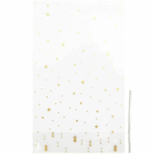 Zakjes met bodem en gouden sterren - Foodsafe - 9x15x6cm - 10st.