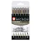 Sakura Pigma Micron-set - 6 maten + 1 Pigma Brush - Zwart