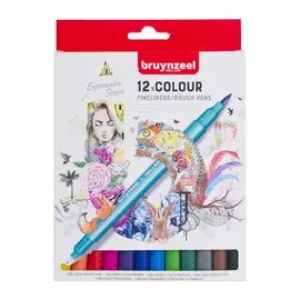 Creatives Fineliner Brush pen set 12 kleuren