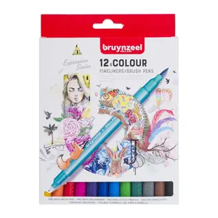Creatives Fineliner Brush pen set 12 kleuren