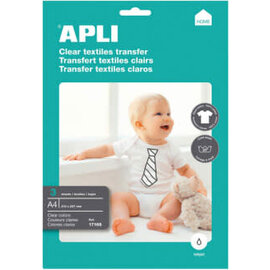 Transfer papier A4, pak 3 vel, Witte kledij 100%katoen - Transparant Inkjet