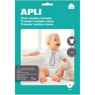 Transfer papier A4, pak 3 vel, Witte kledij 100%katoen - Transparant Inkjet
