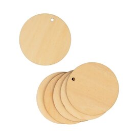 6 houten etiketten rond