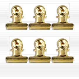 6 clips bulldog goud 2,1x2,3 cm