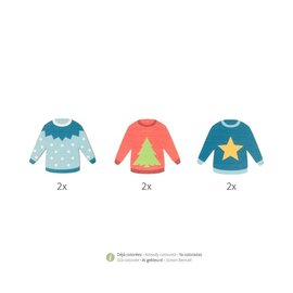 6 houten gekleurde silhouetten Kerst
