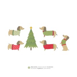 6 houten gekleurde silhouetten honden