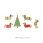 6 houten gekleurde silhouetten honden
