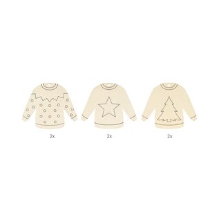 6 houten silhouetten Kerst