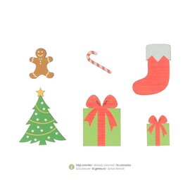 6 houten gekleurde silhouetten Kerst