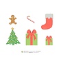 6 houten gekleurde silhouetten Kerst