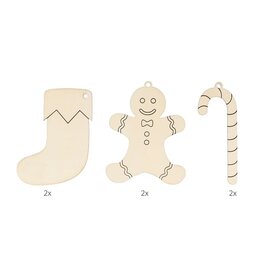 6 houten silhouetten Kerst