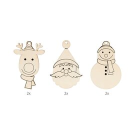 6 houten silhouetten Kerst