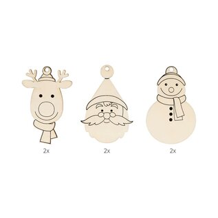 6 houten silhouetten Kerst
