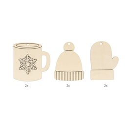 6 houten silhouetten Kerst