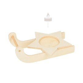 Houten kaarsenhouder slee 11,5x4 cm