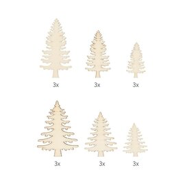 18 houten silhouetten kerstboom