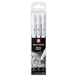 Sakura Basic Set 3 Gelpennen Zuiver Wit Fijn/Medium/Dik