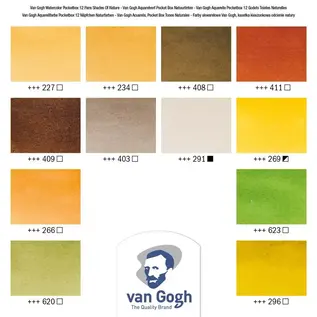 Van Gogh Aquarelverf pocket box natuurtinten met 12 kleuren in halve napjes